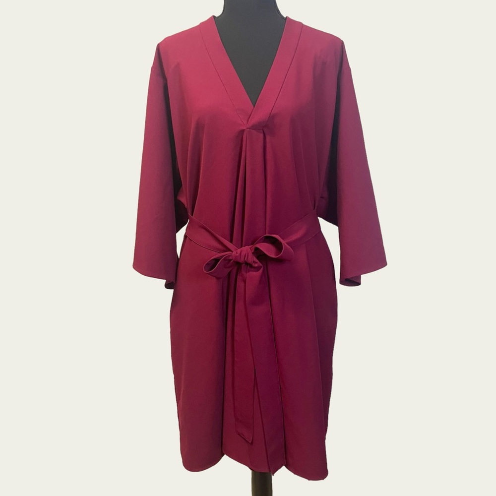 Tome NYC - Belted Shift Dress - Burgundy - Size 16